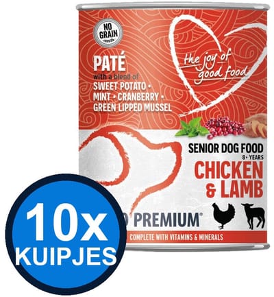 10x Euro-Premium - Pate Senior Chicken & lamb - Hondenvoer Natvoer - 400 g