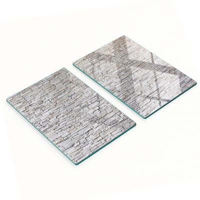 Decoratieve snijplanken van gehard glas met stenen muurmotief, 2x40x52 cm