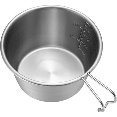 Outdoor roestvrijstalen kom Campingbeker Draagbaar servies Brede mondpot 250 ml met handvat voor 500ml zilver