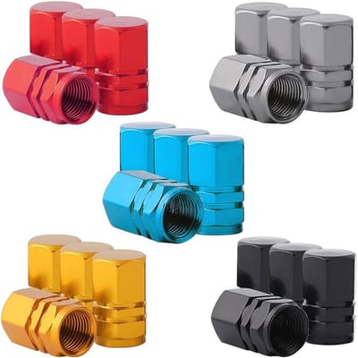 20 Stuks Aluminium Hexagon Ventieldoppen voor Auto, Motor en Fiets - Stofdichte Covers met Pakking in 5 Kleuren