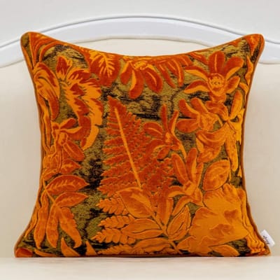 Luxe Oranje Vierkant Sierkussenhoes met Geborduurd Esdoornblad Kussen - Decoratief Voor Bank en Woonkamer