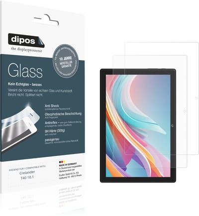 dipos – 2x Matte Pantserfolie geschikt voor Crelander T40 10.1 | 9H Screenprotector