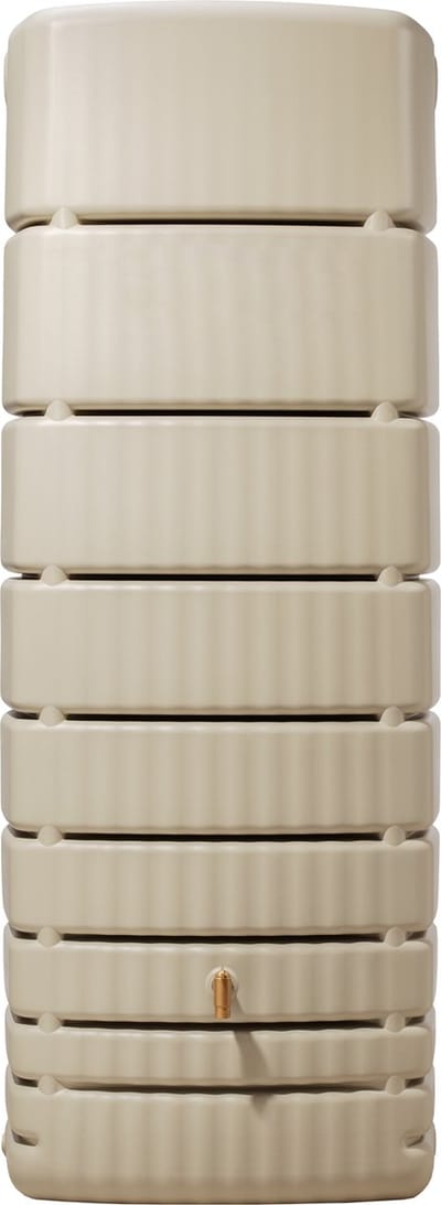 Graf regenton Slim Beige 650 L-met kraantje-met vulautomaat voor rechthoekige regenpijp