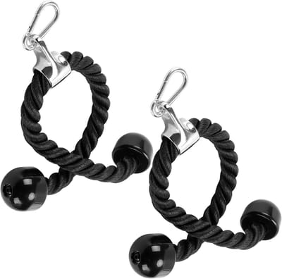 2-Pack Verstelbare Nylon Tricep Touw met Antislip Handvatten voor Thuis en Gym, Ideaal voor Biceps en Triceps Training, Zwart