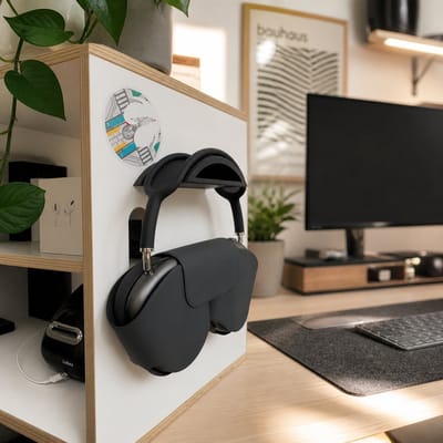 Muurbeugel Geschikt voor Apple AirPods Max – Koptelefoon Wandhouder – Minimalistisch Ophangsysteem – Bureau Organizer – Zwart