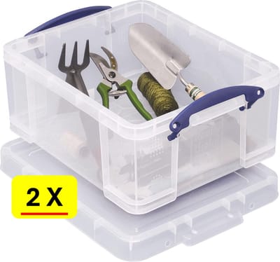 2 x Opbergbox Really Useful Box 21 liter - 45x35x20 cm - transparant wit