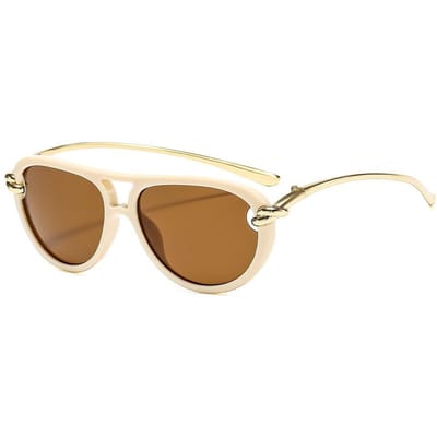 Lunettes de Soleil Avancées Résistantes aux UV d'Été Voyage Plage Stt Photographie Tendance Élégante Réunions de Fête Pour Tous les Genres Lunettes de Soleil beige