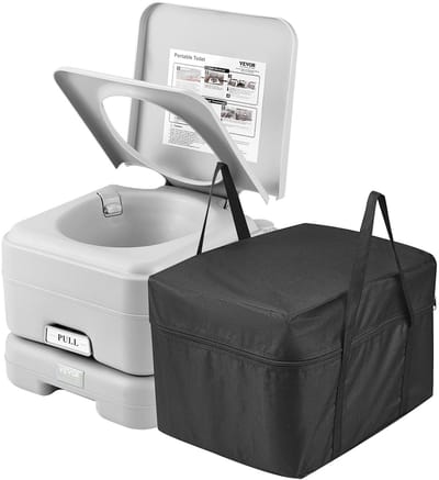 ITRONIQ Draagbaar Camping Toilet Met Spoelfunctie 20L - Chemisch Toilet Met 12L Schoonwatertank - Inclusief Draagtas - Grijs