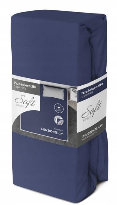 Hoeslaken Jersey Katoen 160x200cm Donkerblauw met Elastiek