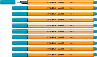 STABILO point 88 - Premium Fineliner - Fine 0,4 mm – Licht Blauw– Doos 10 stuks