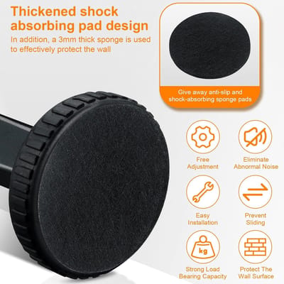KZQ Hoofdbordstabilisator - Verstelbare anti-zwaaistop met schroefdraad en geluidsisolatie - Geschikt voor bedden, kasten en banken - 4-delige set - 62-80mm - Zwart