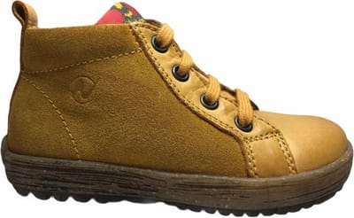 Naturino effen hoge lederen veterschoenen Cloud maisgeel mt 28