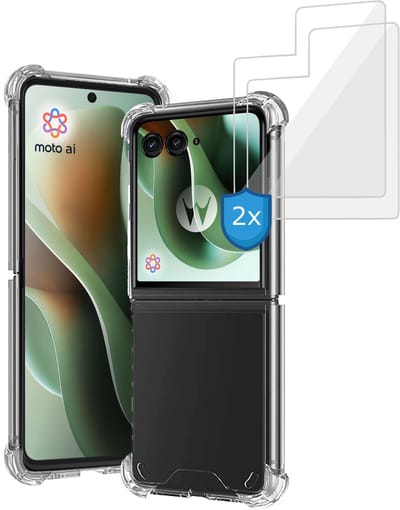 TechNow Hoesje + 2x Screenprotector geschikt voor Motorola Razr 60 Ultra Hoesje Screenprotector - Tempered Glass - Extreme Shock Case Transparant