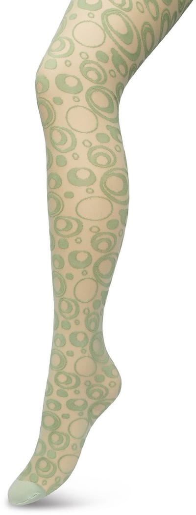 Bonnie Doon Panty 50 Denier Groen Dames maat S/M - Rondjes en stipjes - Print - Cirkels - Dot Panty - Gladde Naden - Maximaal Draagcomfort - Circkles and Dots Tights - Chique Panty - Feestelijk - Licht Groen - Lichtgroen - Loden Frost - BP221904.273