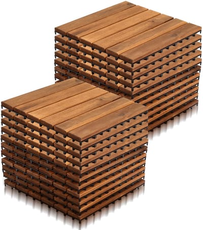 Akazienhout Terrastegels 30x30cm FSC-gecertificeerd 66 Stuks = 6m² Kliksysteem Zonder Gereedschap