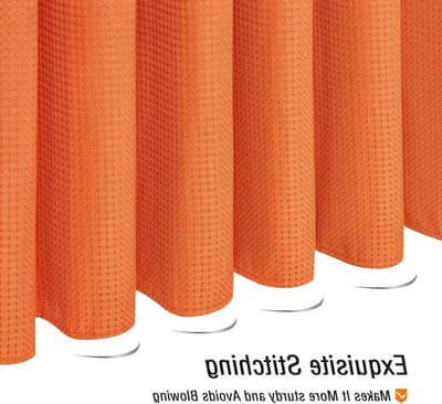 Douchegordijn Set met 12 Haakjes, Schimmelbestendig en Wasbaar, Wafelstructuur voor Badkamer (Burnt Oranje, 180x180cm)