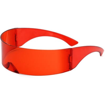 Futuristische Smalle Cycloop Vizier Zonnebril Laser Bril UV400 Bescherming Persoonlijkheid Spiegelend Glas Kostuum Oog Bescherming Bril Heren Bril red