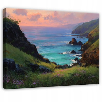 WALLARENA - Schilderij op canvas - 100x70 cm - oceaan en natuur landschap - wanddecoratie woonkamer en slaapkamer