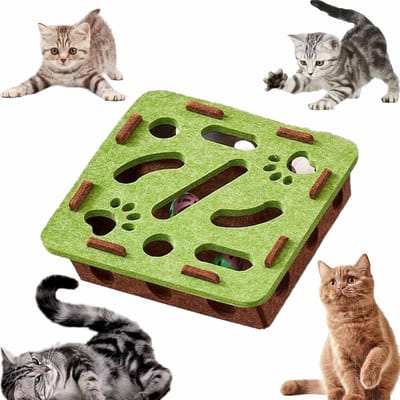 Katten Krabpuzzeldoos Met Twee Belballen Speelgoed En Nagelvijl Krabpaal Voor Binnenshuis Meubels Bank En Tapijt Verrijking Voor Kittens En Volwassen Katten