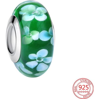 Koper Groen Collectie Bloem Klavertje Vier Murano Glas Bedels Past op Armbanden Dames DoeHetZelf Sieraden blue