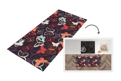 Keukenloper - Loper keuken - Vlinders - Patronen - Abstract - 120x50 cm - Keukenloper vinyl