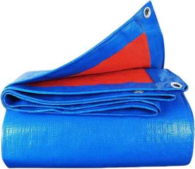 Dekzeil Voor Buiten 200 x 400 cm Multifunctioneel Van Polyester Veelzijdig Sterk Robuust Afwasbaar met Versterkte Oogjes Waterdicht Afdekzeil Voor Tuinmeubelen Zwembad, Blauw