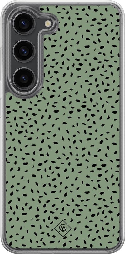 Casimoda® hoesje - Geschikt voor Samsung Galaxy S23 Plus - Green Confetti - 2-in-1 case - Schokbestendig - Illustratie - Verhoogde randen - Mint, Transparant