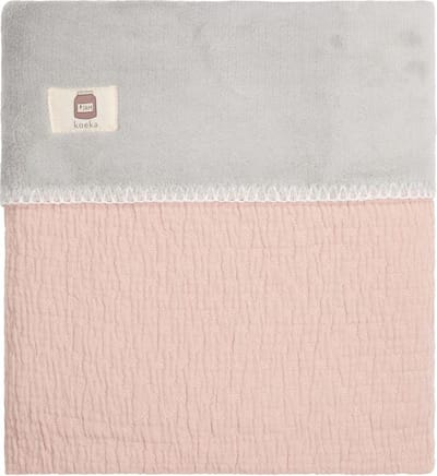 Koeka Wiegdeken Elba Teddy - dusty pink/silver grey 75x100cm