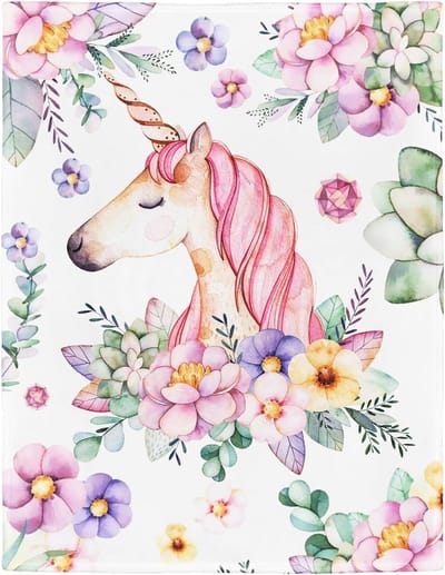 Knuffeldeken 150 x 200 cm Zacht Flanel Fleece Roze Eenhoorn