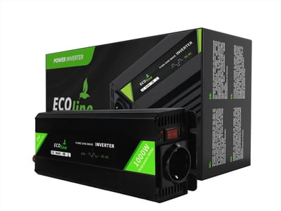 EcoLine - Omvormer 24V Naar 220V/230V - 1000w Vermogen - Zuivere sinus - Auto omvormer - Remote Controlled.