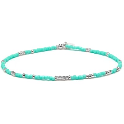 Armband - LUXENTER - AFRICA Essence - Turquoise blauw kristal - Afwerking sterling zilver 925 - Diameter 55 mm blauw