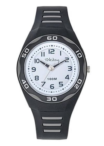 Tekday-horloge-Zwart/Grijs-Achtergrondverlichting-34MM-10ATM-Silicone band.