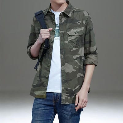 Lente Buiten Multi-zakken Heren Lange Mouwen Katoen Camouflage Shirt Heren Modieuze Casual Werkkleding Losse Grote Maat 4XL black