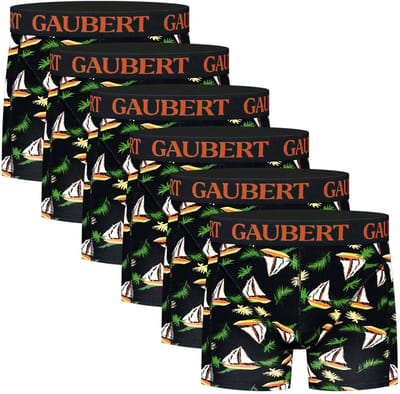 Boxershorts met print | Katoen | Merk: Gaubert | Kleur: Zwart | Schepen | Heren | 6 stuks