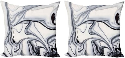 ABAKUHAUS Marmorkussenhoes – 2x50x50 cm – Dubbelzijdig bedrukt – Zwart/Grijs