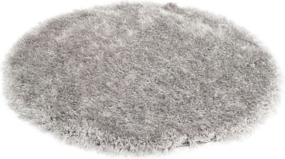 Rond Hoogpolig Vloerkleed Met Glittergaren Grijs-Ø 120 cm