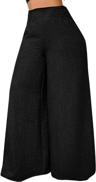 Livano Linnen Broek Dames - Zomerbroek - Volwassenen - Lange Broek - Pantalon - Strandbroek - Zomer - Ibiza Stijl - Zwart - Maat S