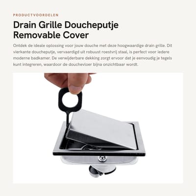 Dailygoods- Afvoerrooster Roestvrij Staal - Doucheafvoer - Geurremmende Bodemafvoer - Vierkante Vorm - Afneembare Afdekking - Eenvoudige Reiniging - Vloerafvoer