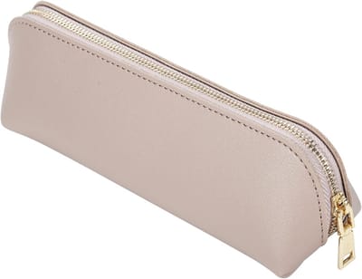 Etui - etui jongens - etui meisjes - Leren etui - Slank design etui - met metalen ritsvak - voor studenten, kantoor, school (roze)