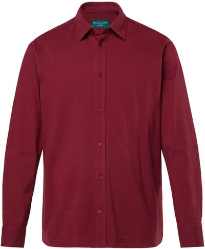 Boston Park - Heren - Piqué overhemd lange mouwen kentkraag comfortabele pasvorm - Aubergine - Maat 3XL