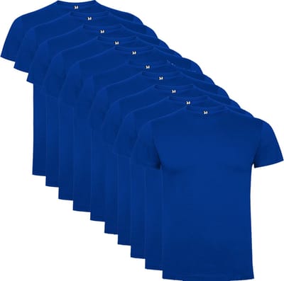 10 Pack Premium Unisex T-Shirts 100% katoen Ronde hals Konings Blauw, Maat L