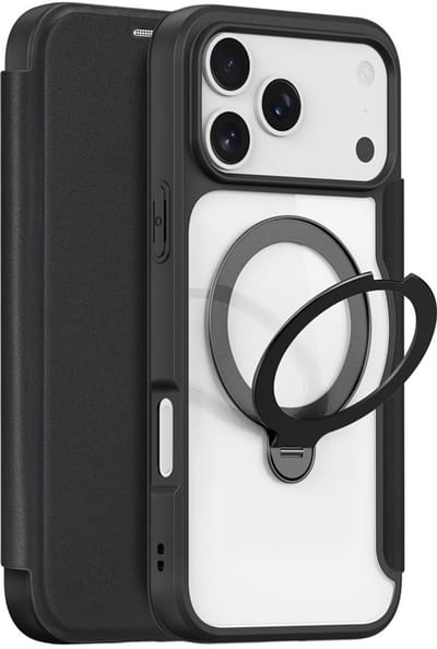 Dux Ducis Hoesje - Geschikt voor iPhone 17 Pro Hoesje - Dux Ducis Skin X Pro Series Book Case - Kickstand Ring - MagSafe Compatible - Zwart