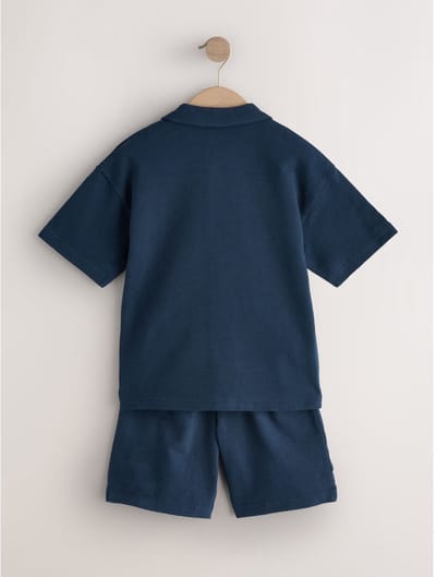 Next - Jongens - Set van overhemd met revers en knoopsluiting en short - Blauw