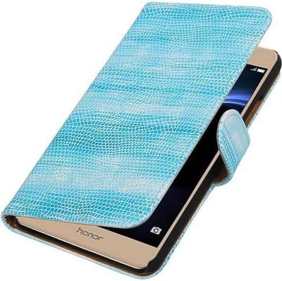 Hagedis Bookstyle Wallet Case Hoesjes Geschikt voor Huawei Honor V8 Turquoise
