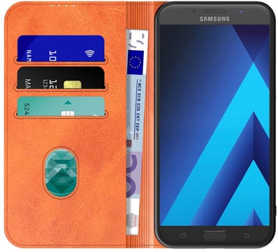 Geschikt voor Samsung Galaxy A7 (2017) Telefoonhoesje Bruin Kunstleer Met Magnetische Sluiting - Portemonnee BookCase Met Pasjeshouder - ProtX