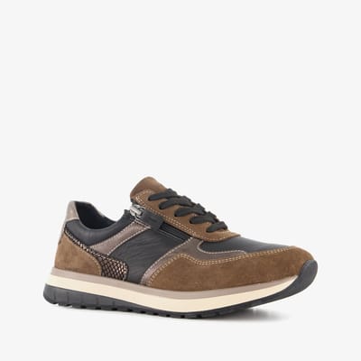 Hush Puppies leren dames sneakers zwart bruin - Maat 37 - Uitneembare zool