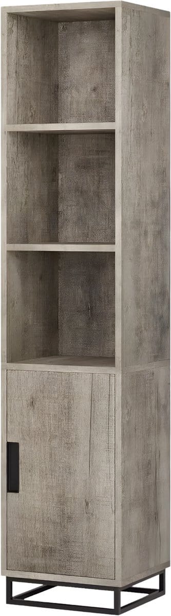 Smal Badkamermeubel 178 cm - Voor Badkamer, Wasruimte & Keuken - Hoge Opbergkast met Deur, Verstelbare Plank & Open Opbergruimte