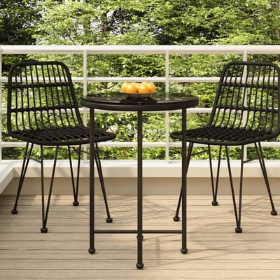 Eettafel Rond - Eettafel Glas - Buiten Eten - UV Bestendig Materiaal - Diameter 55 cm - Zwart