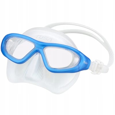 Tusa Lapis Freedive Masker - Transparant siliconen, blauw frame
