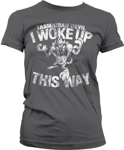 Looney Tunes Tasmanian Devil I Woke Up This Way Girly T-shirt voor dames, donkergrijs